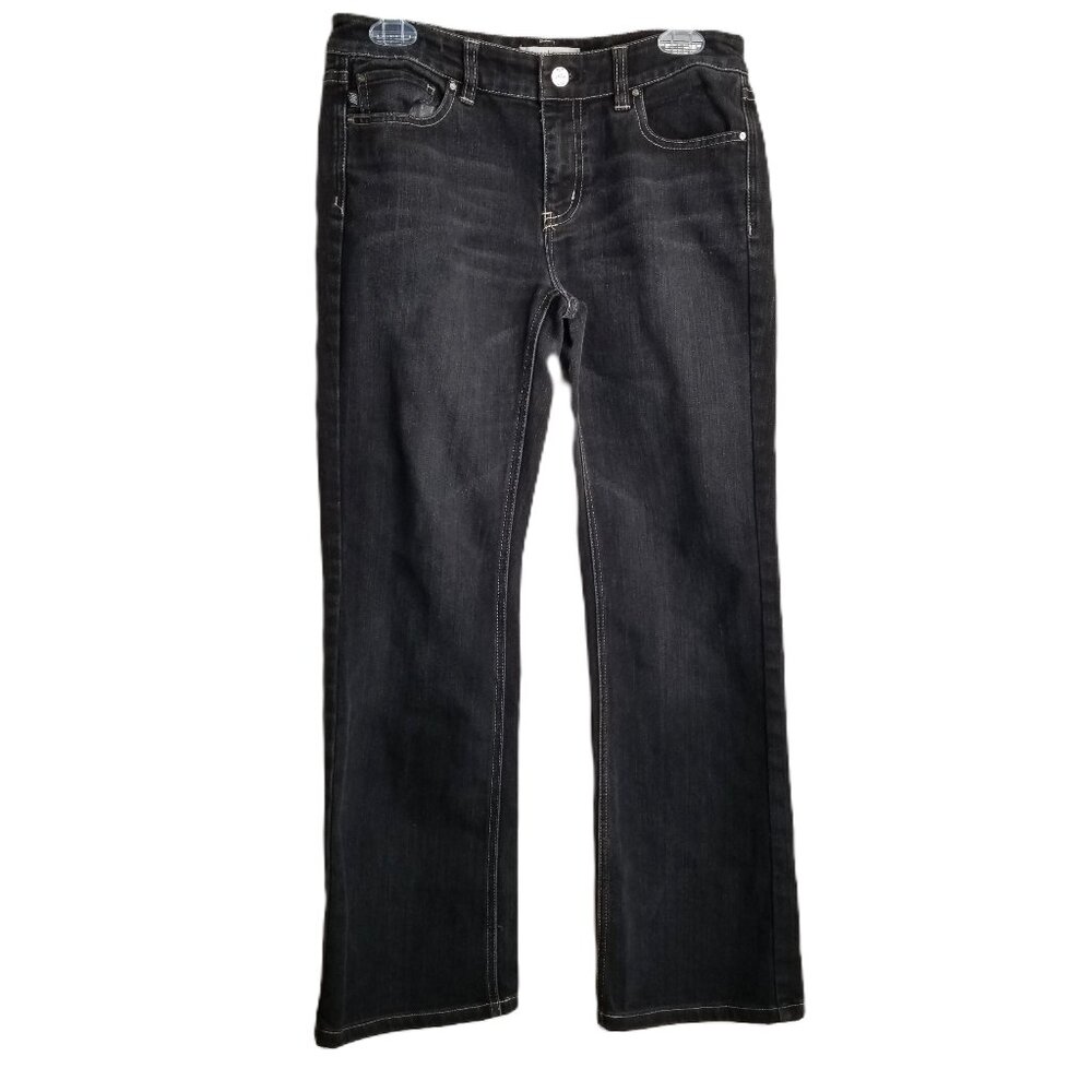 White House Black Market Blanc Bootcut Jeans Womens 6S Black Stretch 28 Inseam